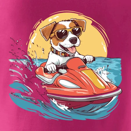 Jack russell teriér na vodním skútru