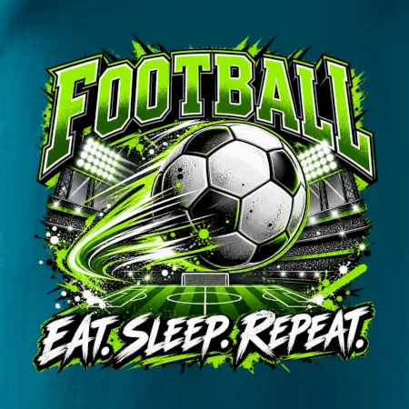 Fotbalový míč a stadion eat sleep repeat