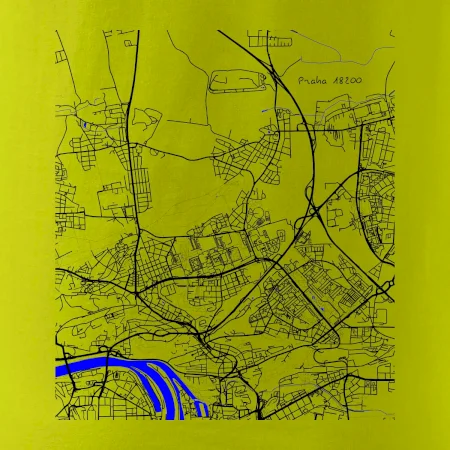 Praha 18200 - Mapa s vodními toky