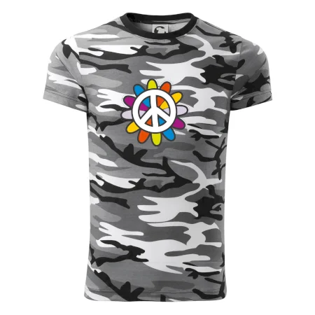 Peace symbol s kreslenou květinou