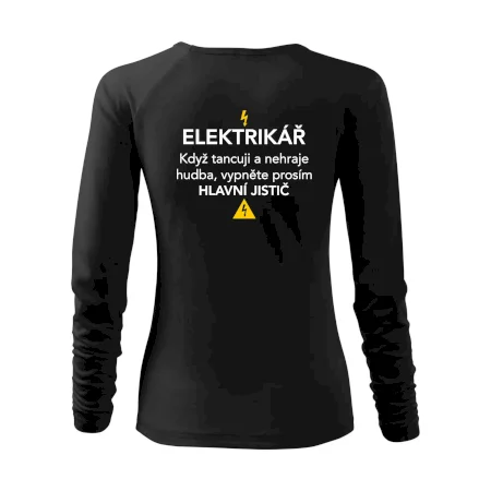 Elektrikář - hlavní jistič - Nápis na zádech