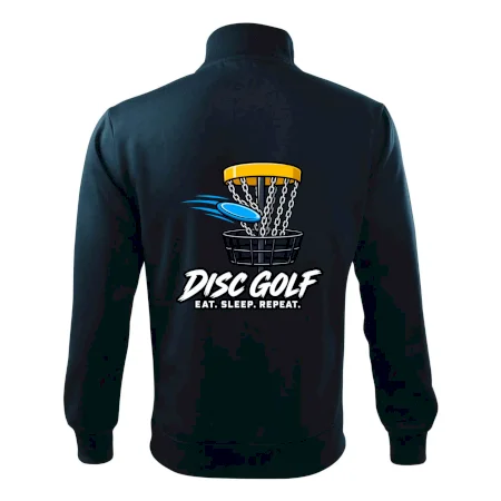 Discgolfový koš s letícím diskem eat sleep repeat