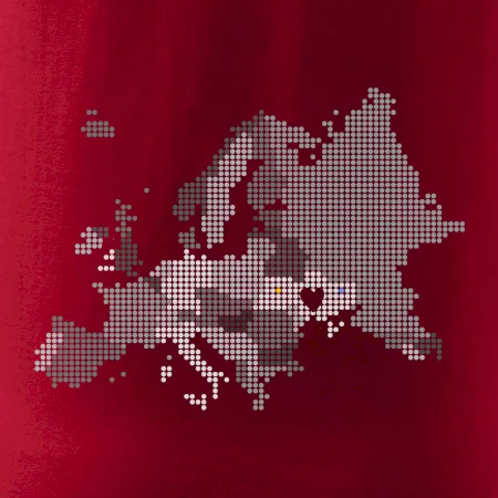 Mapa Evropy - srdce v Ukrajině