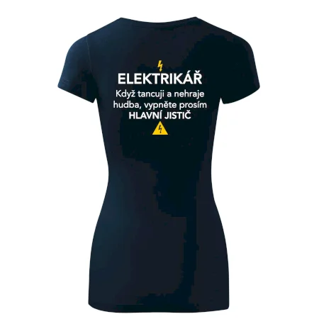 Elektrikář - hlavní jistič - Nápis na zádech
