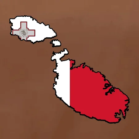 Mapa Malta s vlajkou