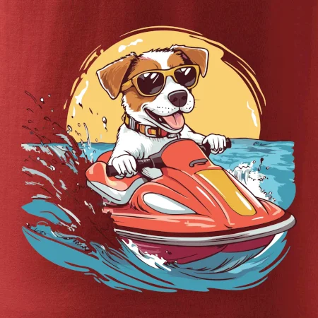 Jack russell teriér na vodním skútru