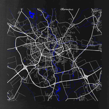Olomouc - Mapa s vodními toky