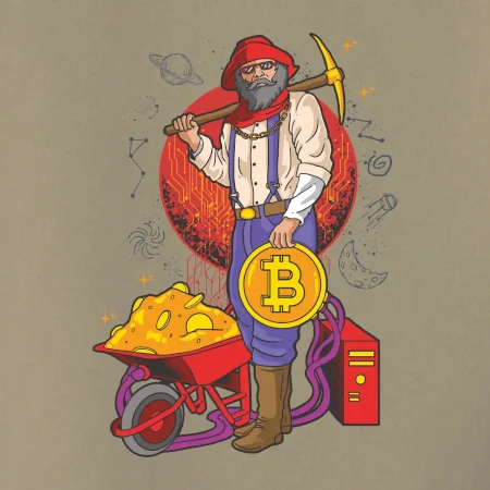 Horník těží bitcoiny