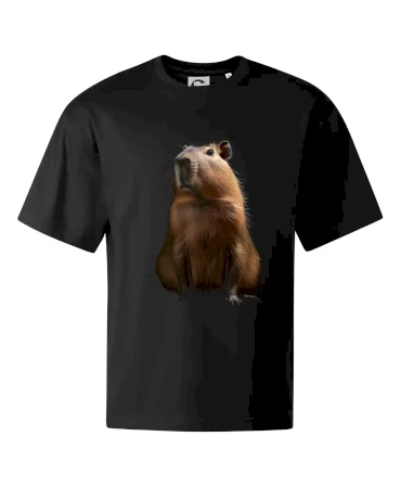 Kapybara ze předu černá fotka