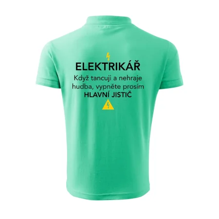 Elektrikář - hlavní jistič - Nápis na zádech