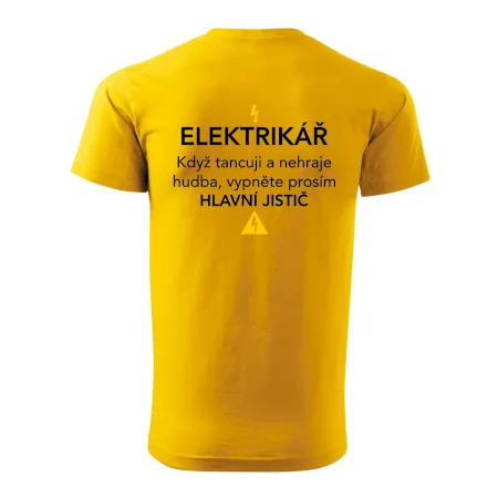 Elektrikář - hlavní jistič - Nápis na zádech