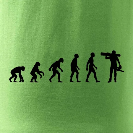 Evoluce dřevorubec - pila a kmen