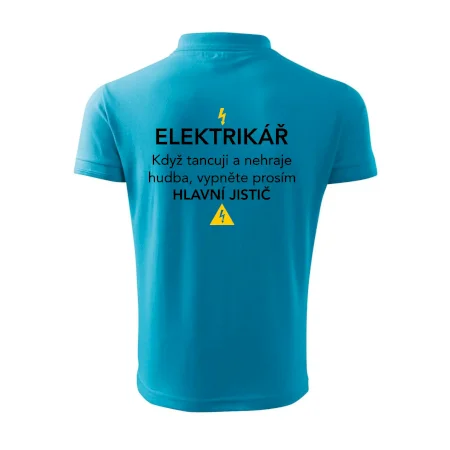 Elektrikář - hlavní jistič - Nápis na zádech