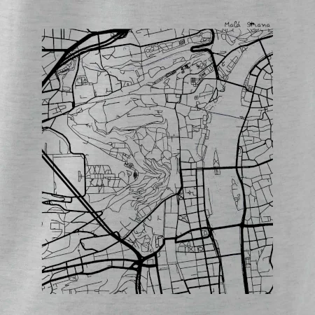 Praha Malá Strana - Mapa černobílá