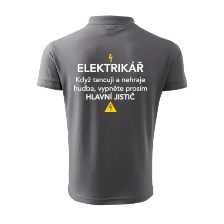 Elektrikář - hlavní jistič - Nápis na zádech