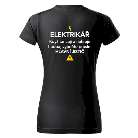Elektrikář - hlavní jistič - Nápis na zádech
