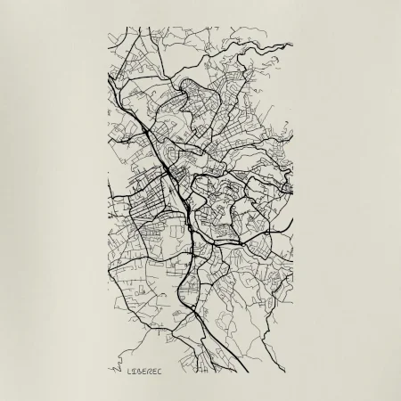 Černobílá mapa Liberec