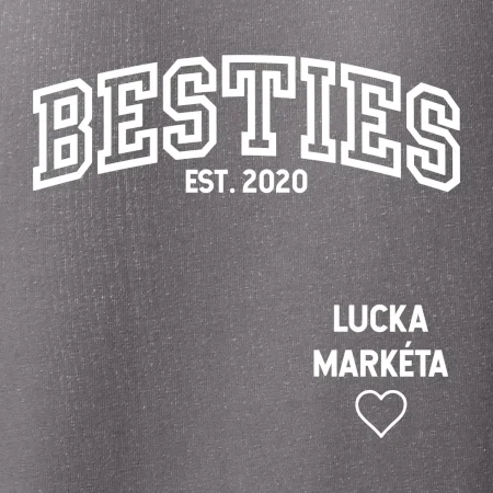 Párové mikiny - Besties (Rok a jména na rukávu)