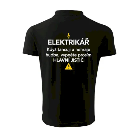 Elektrikář - hlavní jistič - Nápis na zádech