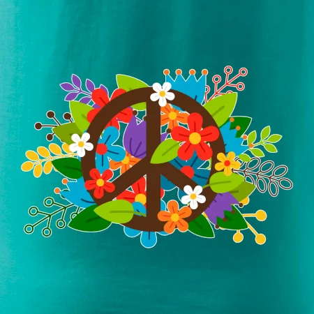 Peace symbol prorostlý květinami