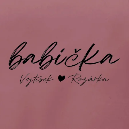 Babička Tričko se jmény dětí psací písmo