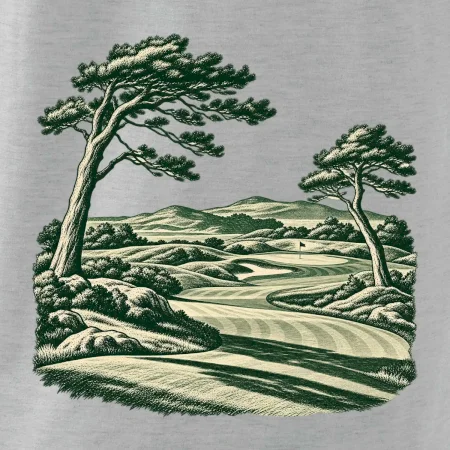 Golfové hřiště v retro rytině