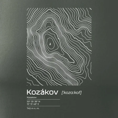 Kozákov - vrstevnice v obdélníku