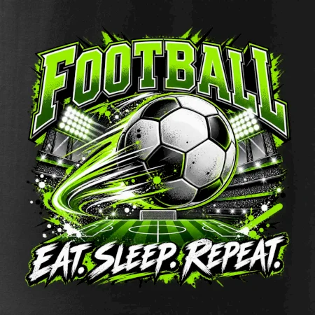 Fotbalový míč a stadion eat sleep repeat