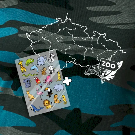 Tričko s mapou + ZOO nažehlovačky