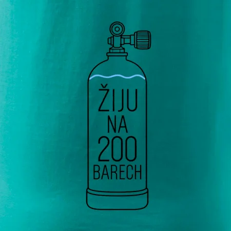 Žiju na 200 barech potápěčská lahev s modrou vlnovkou