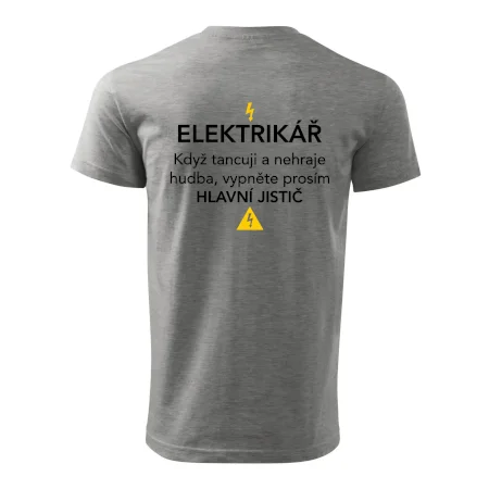 Elektrikář - hlavní jistič - Nápis na zádech