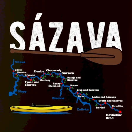 Mapa řeky Sázavy