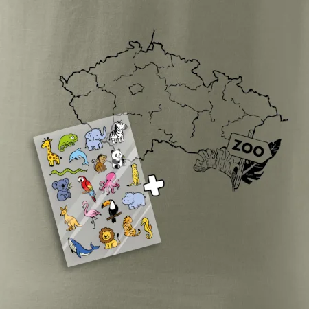 Tričko s mapou + ZOO nažehlovačky