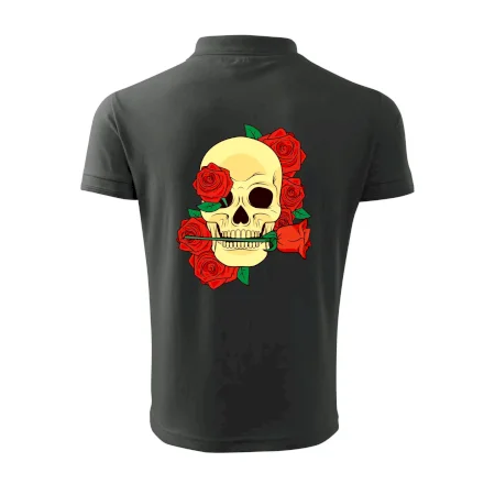 Lebka držící růži