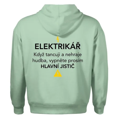 Elektrikář - hlavní jistič - Nápis na zádech