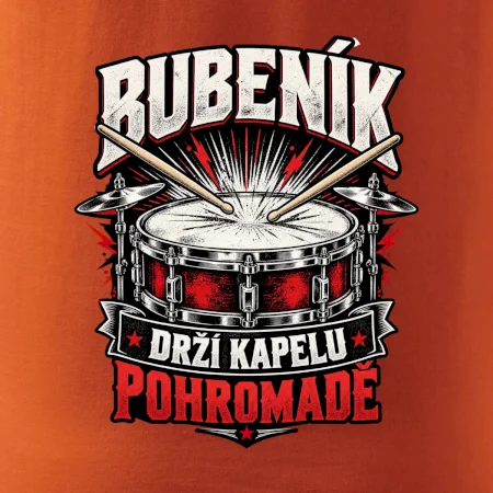 Bubeník drží kapelu pohromadě - červený rockový buben