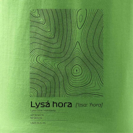 Lysá hora - vrstevnice v obdélníku