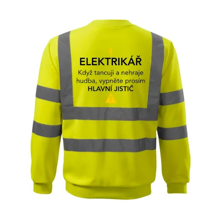 Elektrikář - hlavní jistič - Nápis na zádech