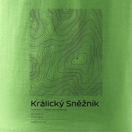 Králický Sněžník - vrstevnice v obdélníku