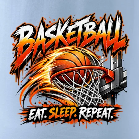 Basketbalový koš s míčem eat sleep repeat