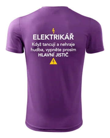 Elektrikář - hlavní jistič - Nápis na zádech