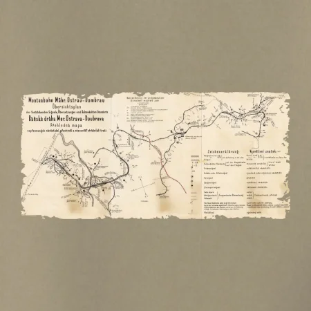 Mapa Báňské dráhy z Moravské Ostravy do Doubravy