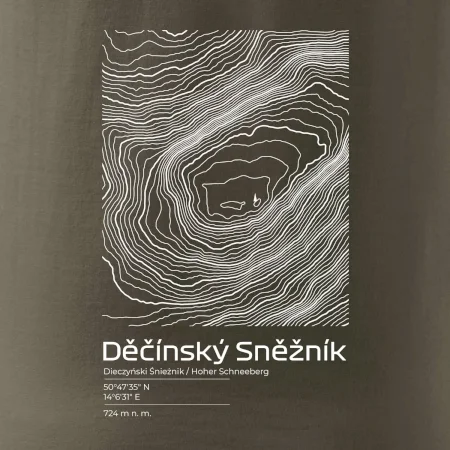 Děčínský Sněžník - vrstevnice v obdélníku