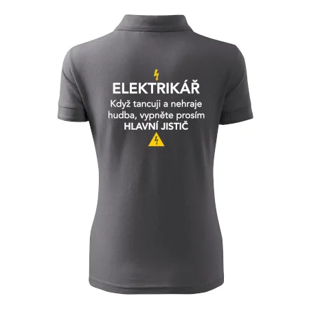Elektrikář - hlavní jistič - Nápis na zádech