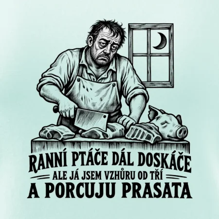 Řezník vzhůru od tří a porcuju prasata