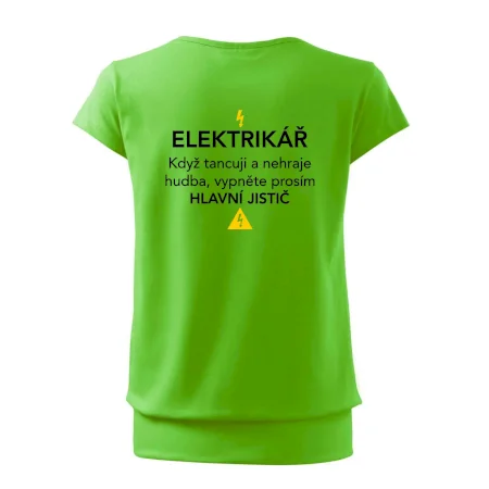Elektrikář - hlavní jistič - Nápis na zádech