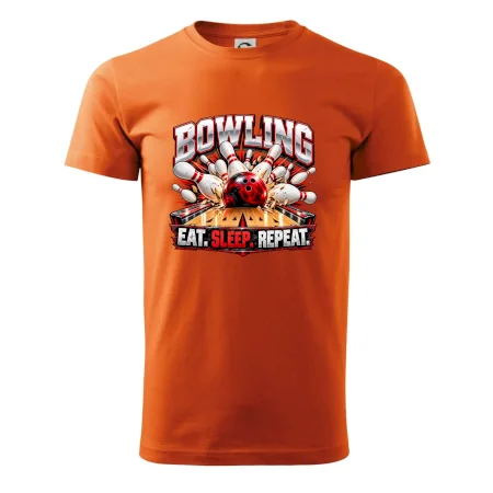 Bowlingová koule a kuželky eat sleep repeat