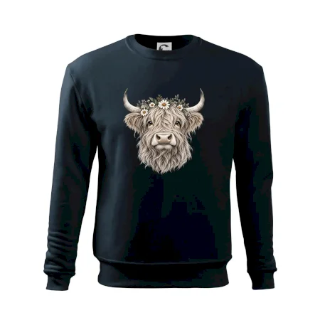 Highlandská kráva s květinami