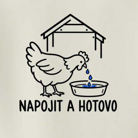 Slepice u misky s krmením