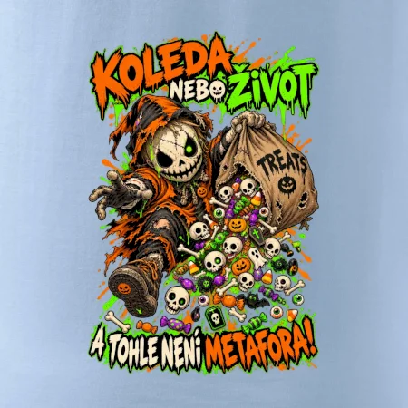 Halloweenský koledník s pytlem strašidelných sladkostí